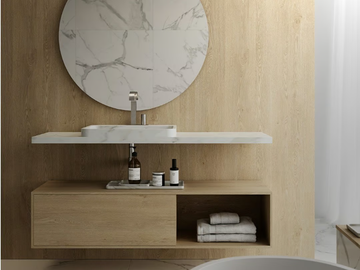 MOLOKAI - Estremoz marble washbasin with wooden drawers by Maami Home - view 2